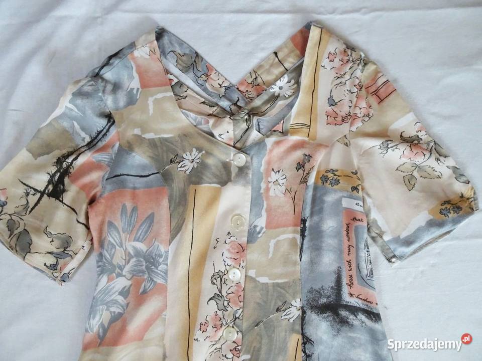 Sukienka zapinana Vintage wiskoza 38 40 Spódnice i sukienki małopolskie Nowy Sącz