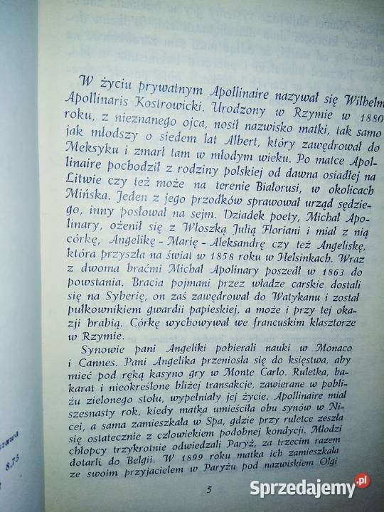 Pierwsze wydanie książki Apollinaire Wiersze Antykwariat Warszawa