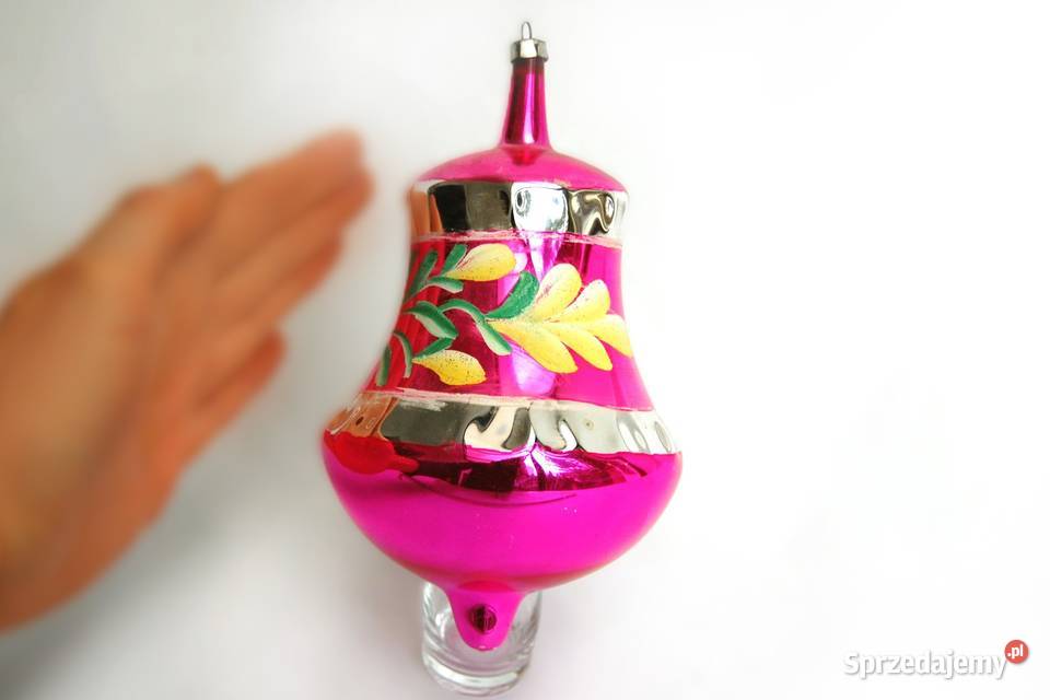 Stara bombka szklana ręcznie malowana duży Boże Narodzenie Lublin