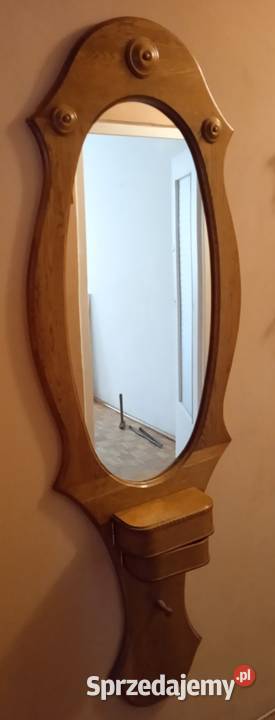 Duże stare lustro w drewnianej oprawie 170 x 60 z dwoma skry