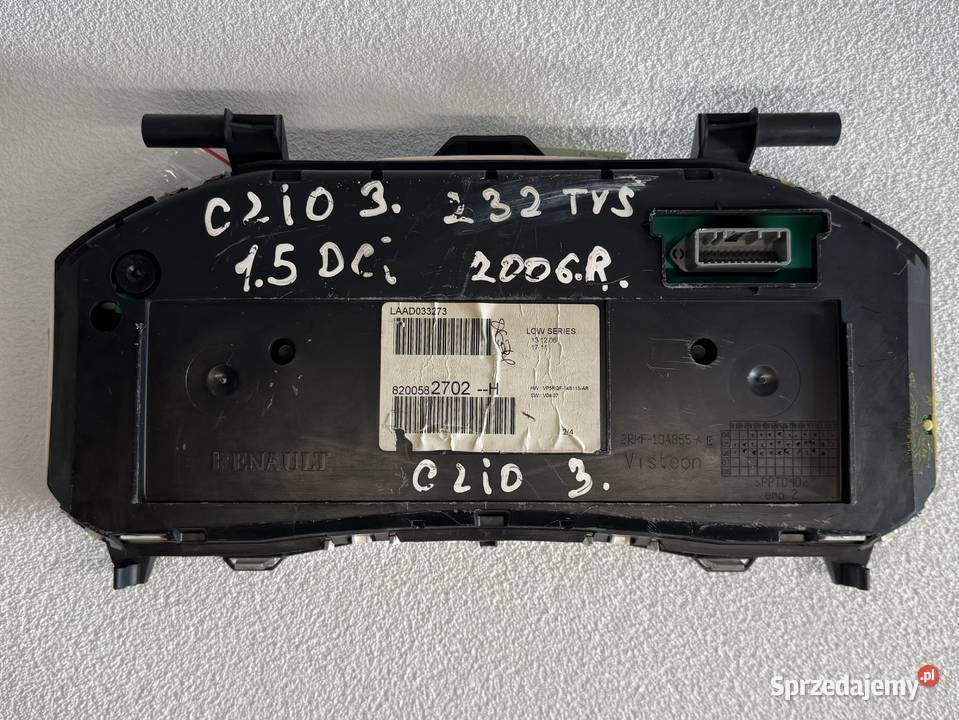 LICZNIK ZEGAR PRĘDKOŚCIOMIERZ RENAULT CLIO III Rok produkcji 2006 Warszawa