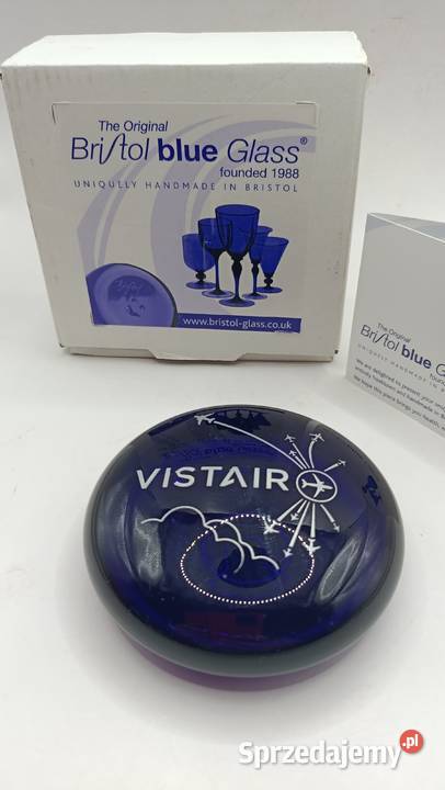 Bristol blue glass przycisk szklany z logo lubelskie Zamość