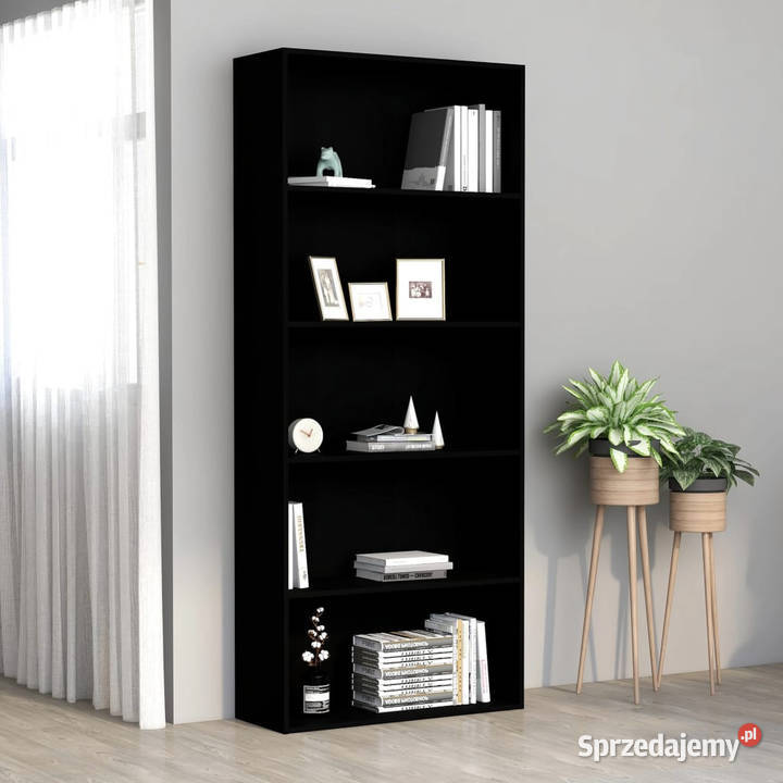 5poziomowy regał czarny 80x30x189 materiał Regały Warszawa