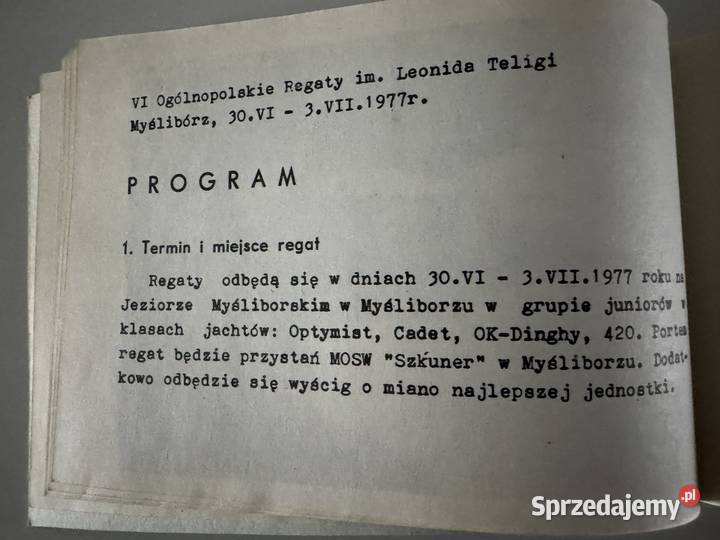 Broszura retro z regat im Leonida Teligi w Sport i Wypoczynek Poznań