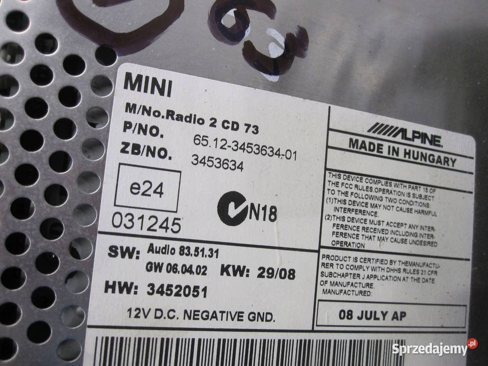 MINI CLUBMAN I 08r radio CD panel radia 3453634 osobowe Sprzęt audio fabryczny świętokrzyskie Kielce