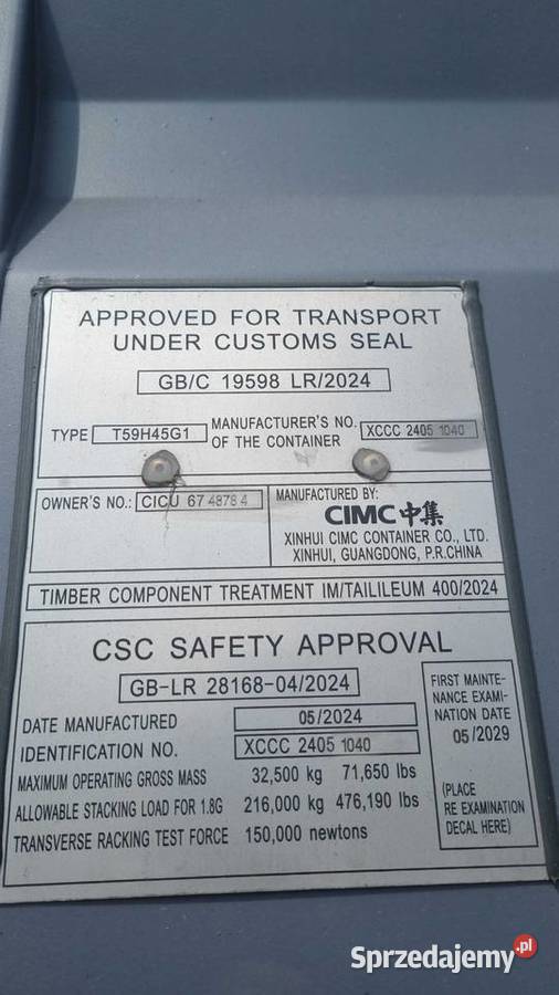 Uszkodzony kontener morski magazynowy 40HC Warszawa
