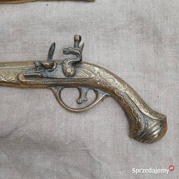 Mosiężny pistolet dekoracja na ścianę komplet 2 Warszawa