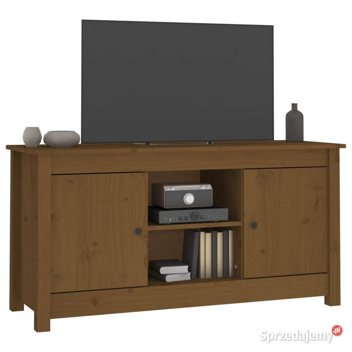 Szafka pod TV miodowy brąz 103x365x52 drewno RTV