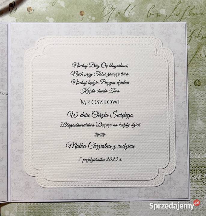 Personalizowana kartka na chrzest ręcznie Pozostałe Mielec