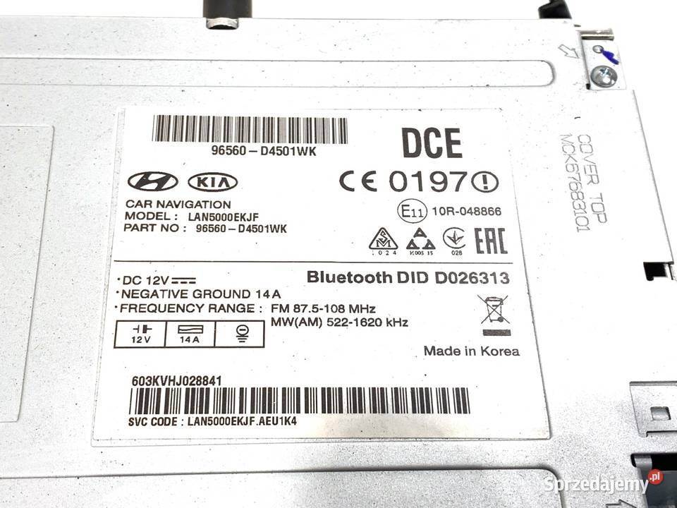 RADIO KIA OPTIMA 96560D4501WK ODTWARZACZ osobowe Sprzęt audio fabryczny sprzedam