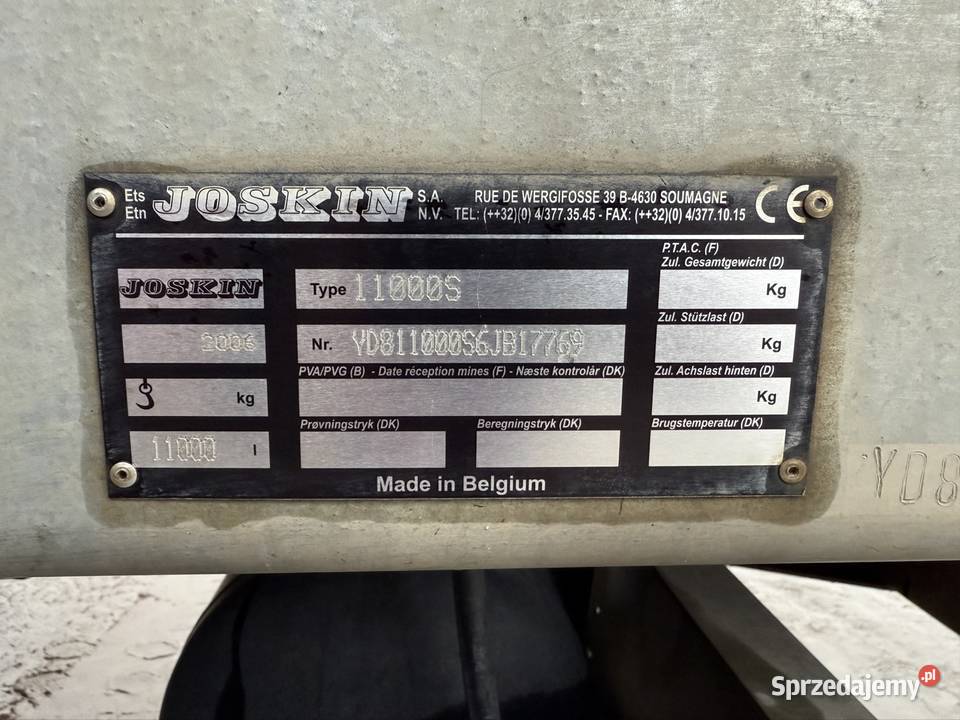 Joskin 11000S Wóz asenizacyjny beczka Berezówka