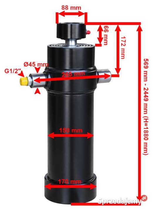 SIŁOWNIK HYDRAULICZNY WYWROTU PRZYCZEPY 12T 1880 Hydraulika Solec Kujawski