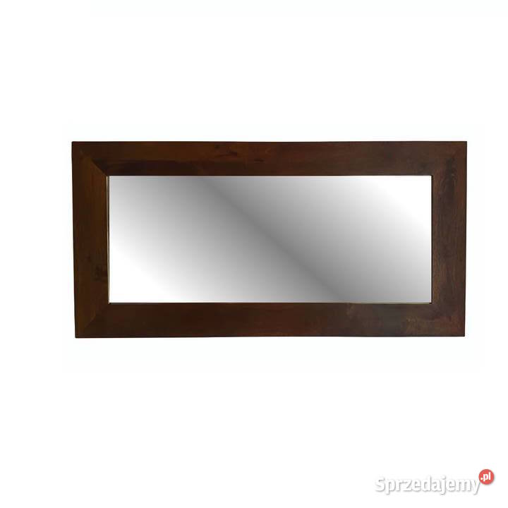 Proste brązowe lustro 180x90 z drewna mango odcienie brązowego lubelskie Lublin