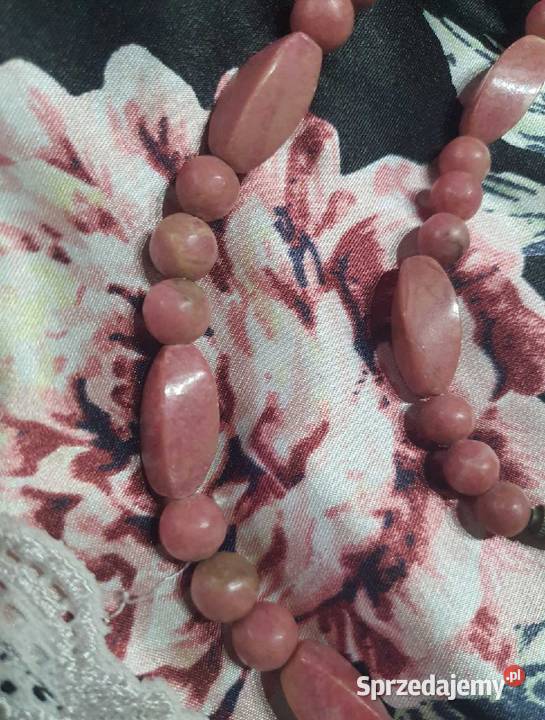 Długi Naszyjnik Kamień Kamienie Naturalne Różowy Opole