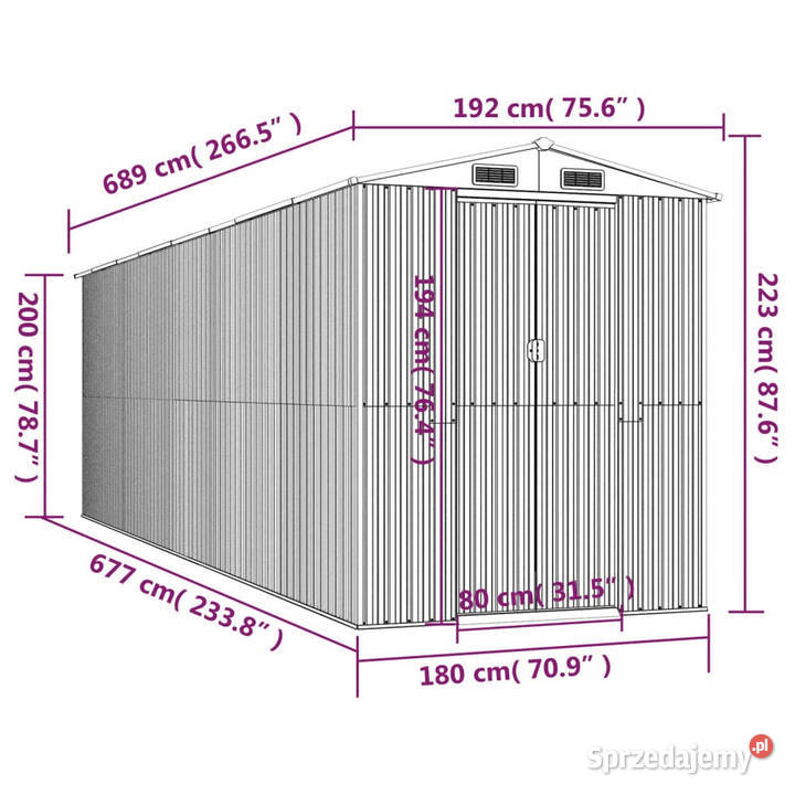 Szopa ogrodowa zielona 192x689x223 stal Warszawa sprzedam