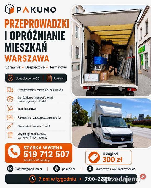 PAKUNO PRZEPROWADZKI WARSZAWA TRANSPORT I
