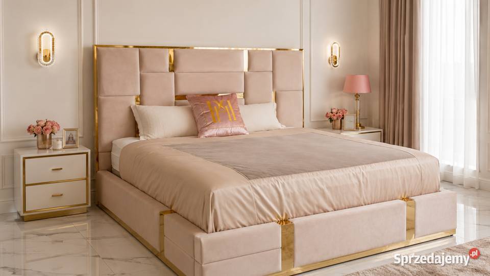 Łóżko Designerskie 180x200 Beżowe Emporio Styl