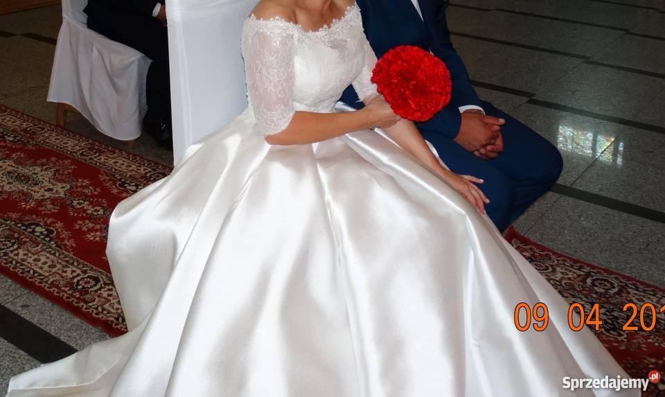 suknia ślubna śmietankowa biel mikado Viola