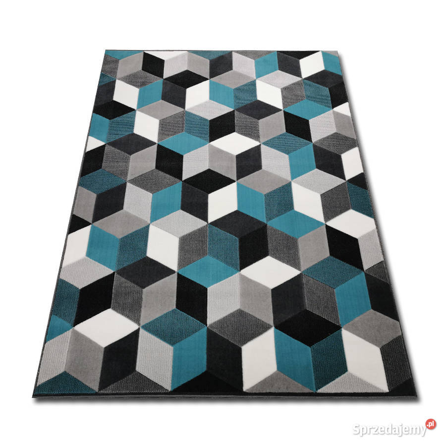 DYWAN 140X200 IDEA 3D TURKUS GĘSTY WŁOS Dywany Białystok