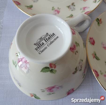 Filiżanka 2 z podstawkami Villa Italia Retro Róż wielokolorowy Poznań