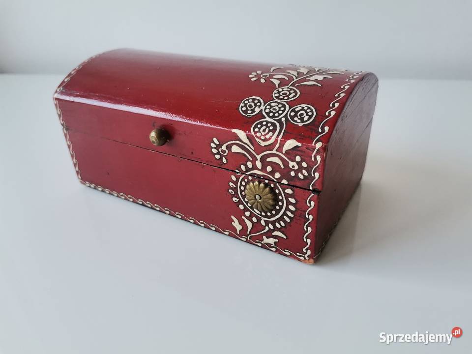 Stara drewniana szkatułka okucia mosiężne Katowice sprzedam