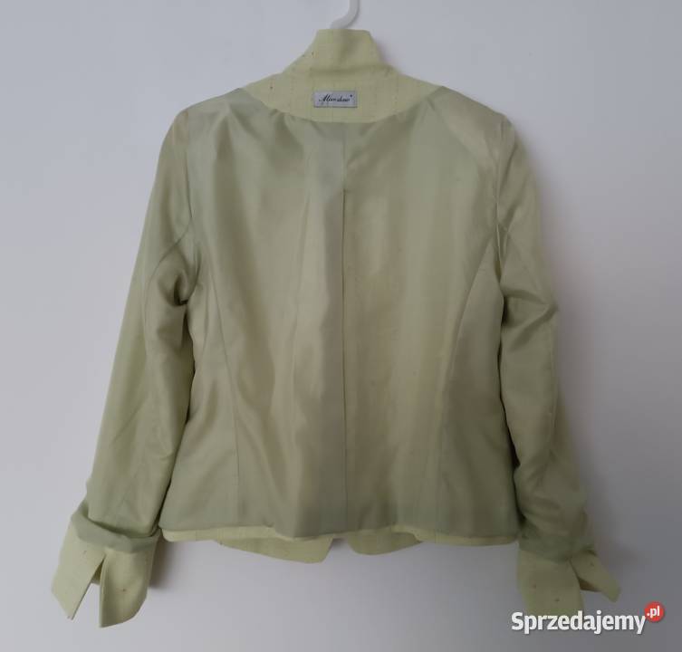 Klasyczny damski garnitur limonkowo miętowy Inny materiał