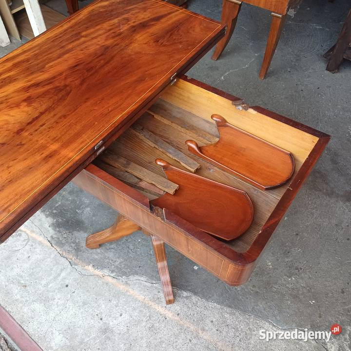 Unikatowy Stolik Karciak Biedermeier rozkładany Suchorzew