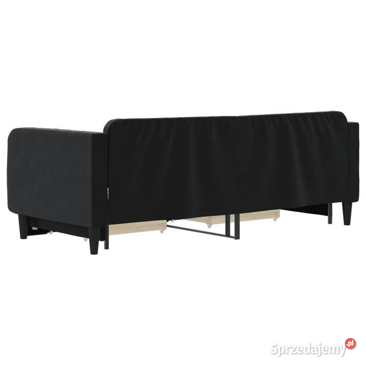 Sofa rozsuwana z szufladami czarna aksamit Łóżka Warszawa