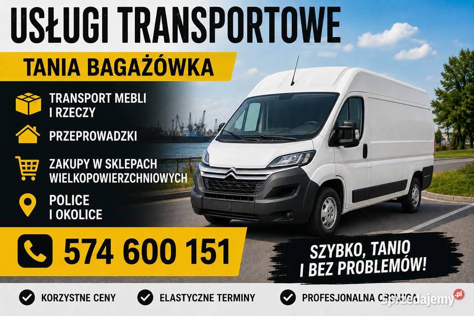 Tania bagażówka, taxi bus, bus z kierowcą transport, przewóz rzeczy