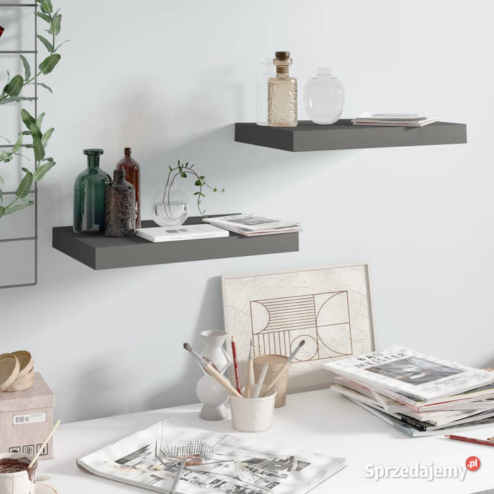 Półki ścienne 2 szare wysoki połysk 40x23x38 MDF Półki Meble Warszawa sprzedam