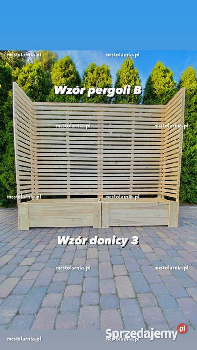 Donica z pergolą płot lamelowy Chojnice