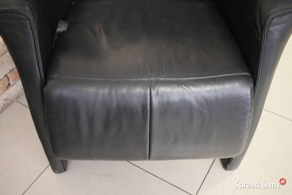 Wygodny fotel czarna skóra ROZKŁADANY Pszczyna