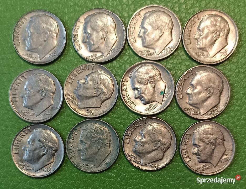 12 x Moneta USA One Dime USA Roosevelt Różne Numizmatyka śląskie Sosnowiec