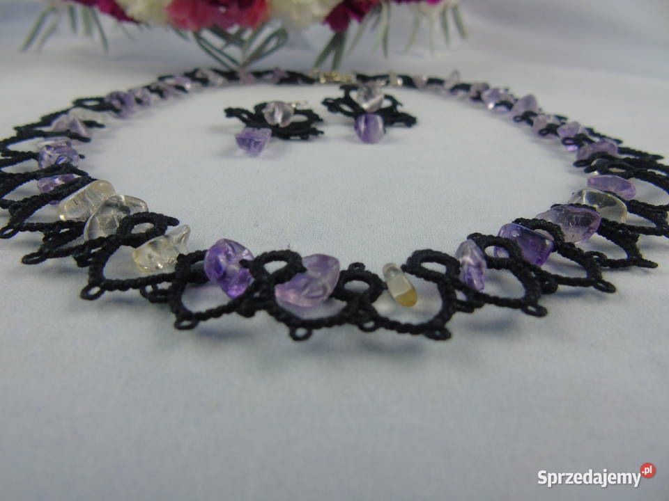 Biżuteria frywolitkowa Wiśniowa