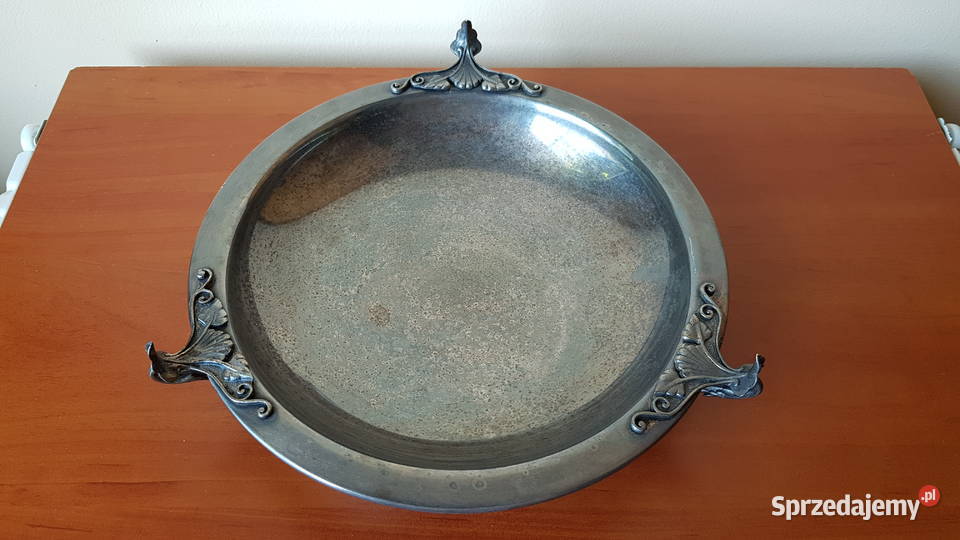 Sygnowana platerowana patera na nóżkach Resovia Dąbrowa Górnicza