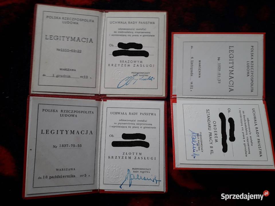 PRL Wiele sztuk dokumenty świadectwa legitymacje Katowice