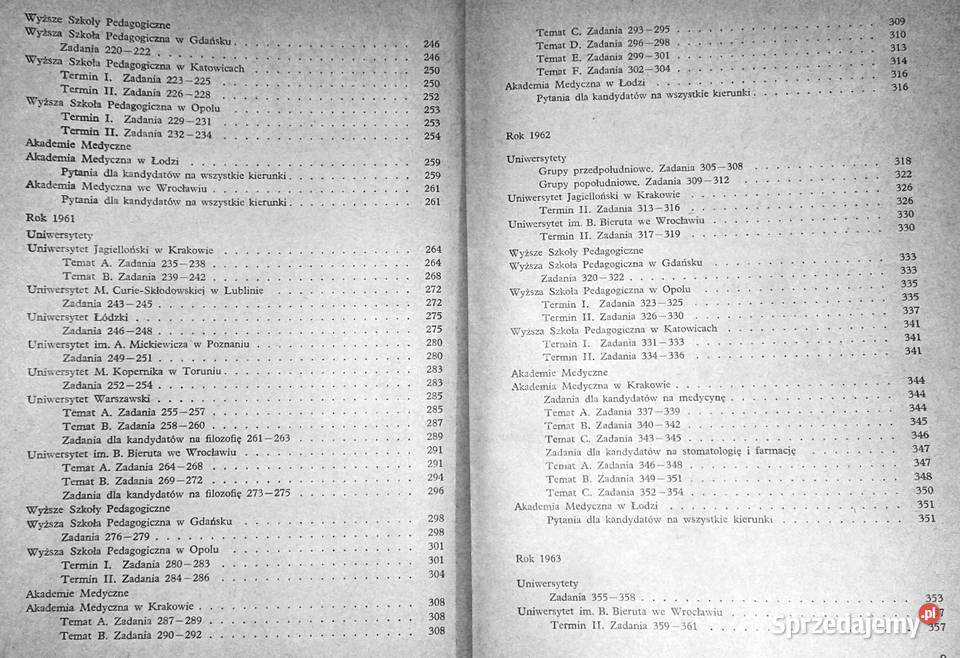 Tematy egzaminów wstępnych z fizyki na wyższe