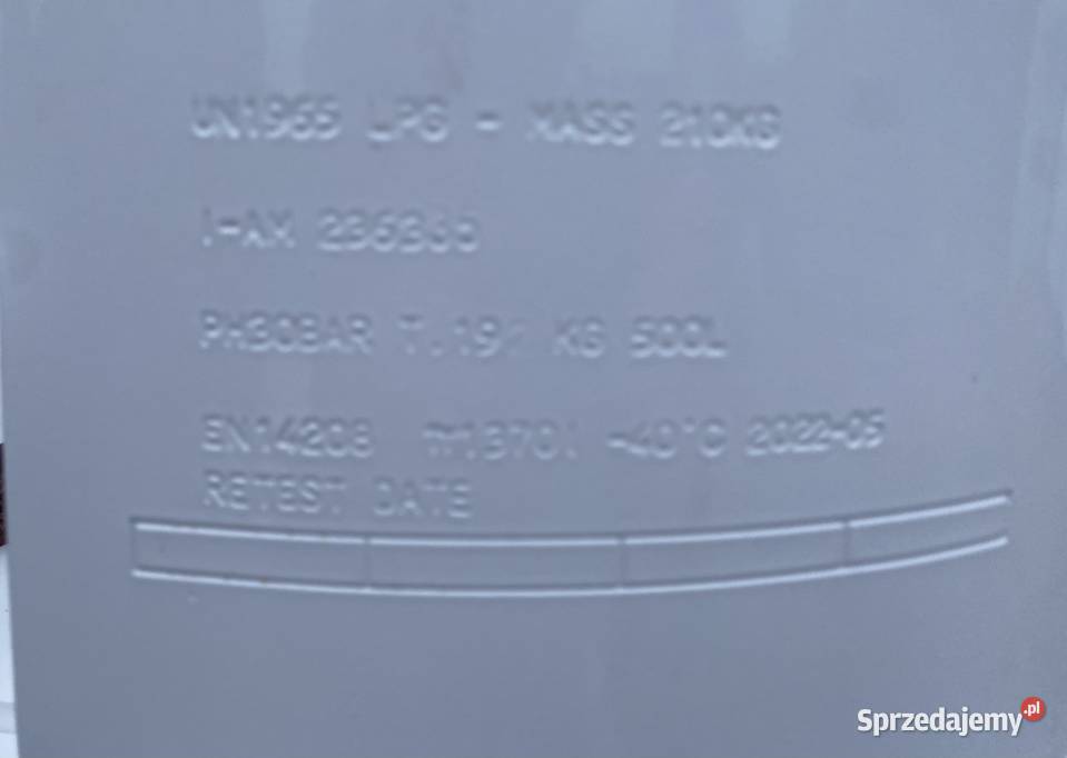 Butla Gazowa 500 litrów bez zezwolenia Akcesoria grzewcze