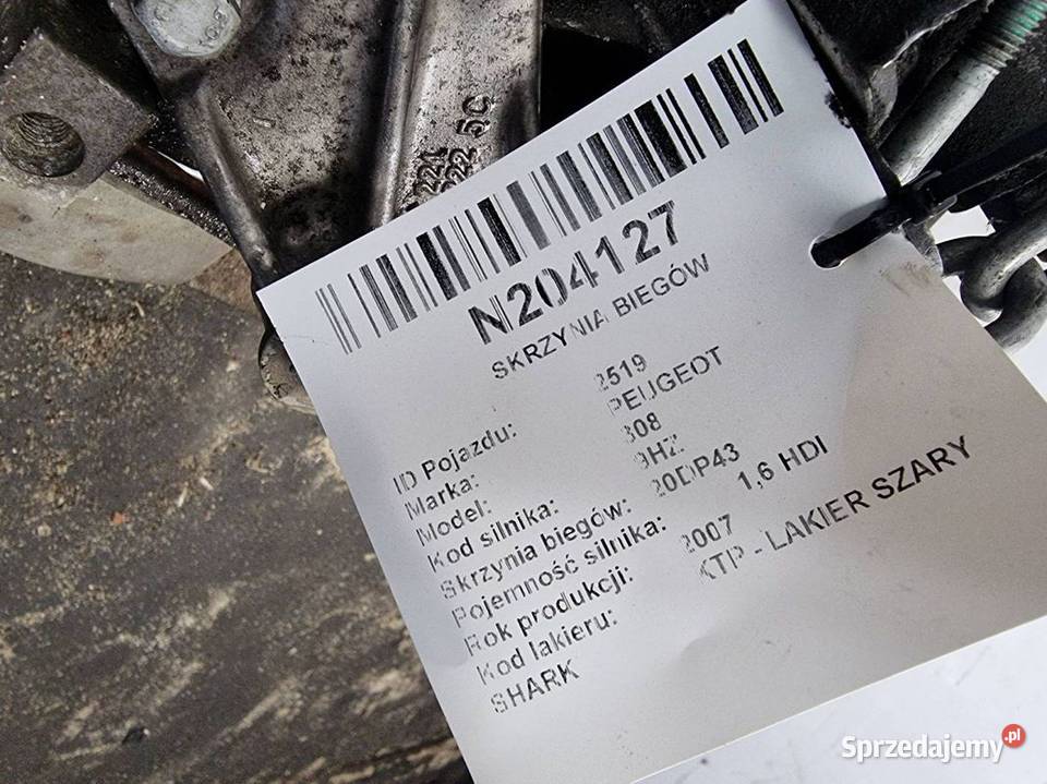 SKRZYNIA BIEGÓW PEUGEOT 308 osobowe Lipno