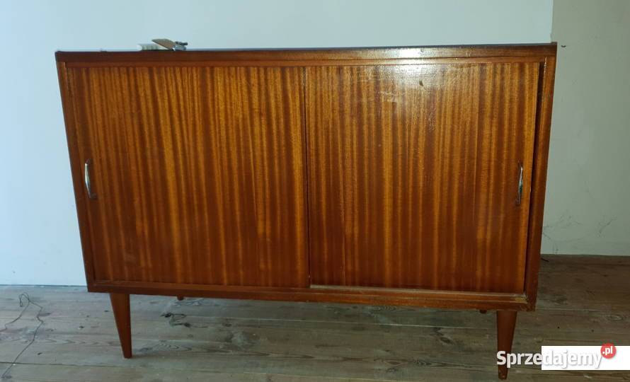 Komoda vintage z drzwiami suwanymi z PRL Meble Piotrków Trybunalski sprzedam