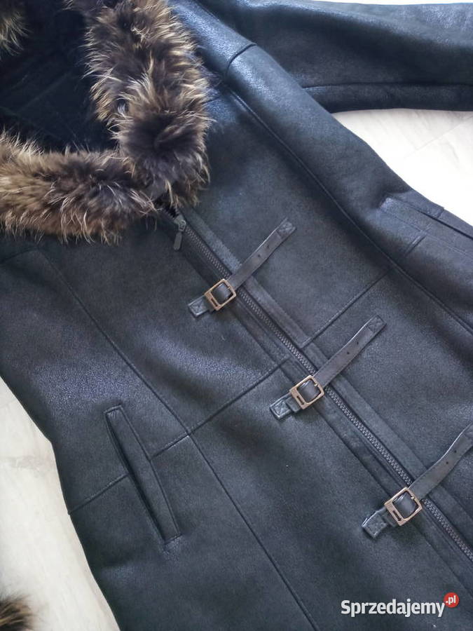 Kożuch naturalny nowy czarny Bez wzoru Gdańsk