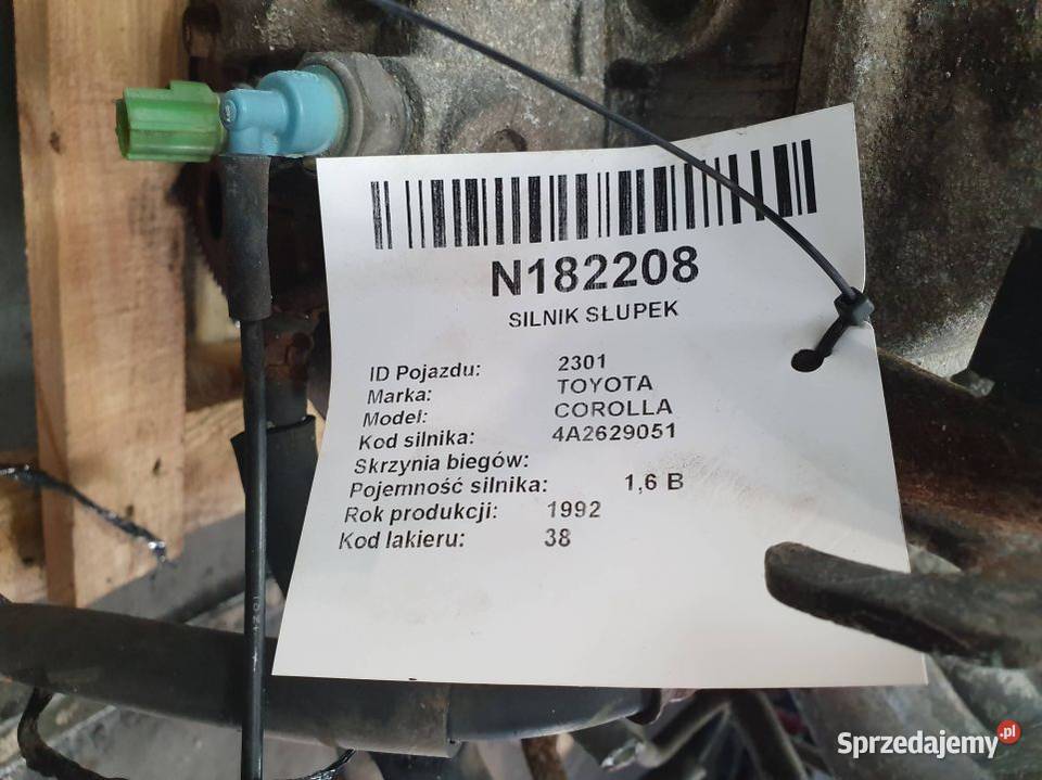 SILNIK SŁUPEK TOYOTA COROLLA 16 1992 Lipno