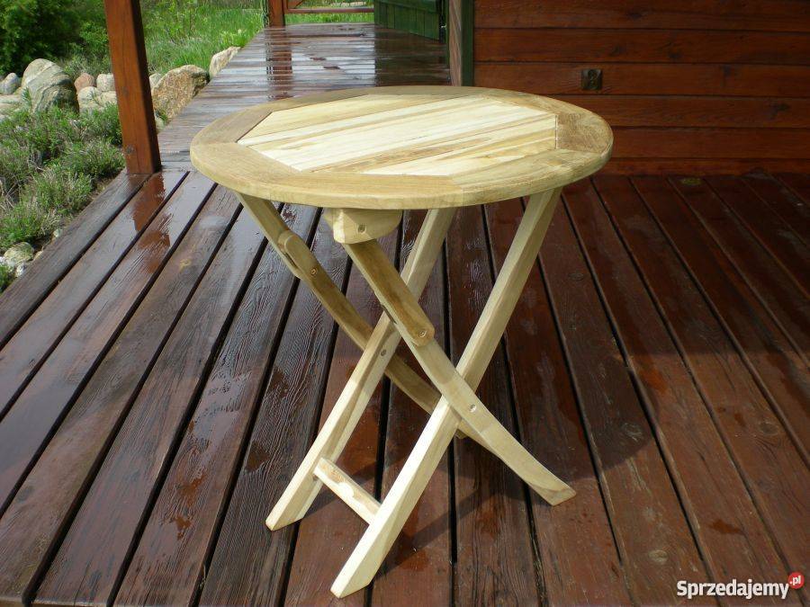 Stolik z drewna teakowego 66 średnicy teak tek Zielona Góra