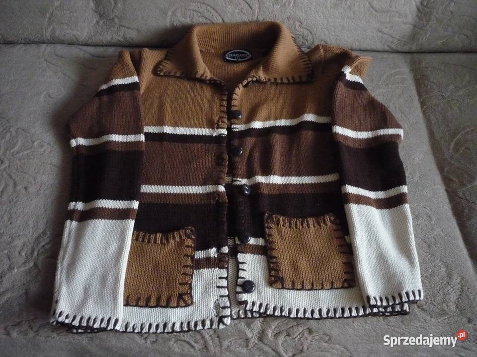sweter wełniany rozpinany brązowy/beżowy Gdynia