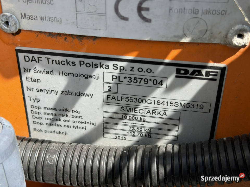 DAF LF 55300 Śmieciarka Komunal Partner KP 16V Widełki