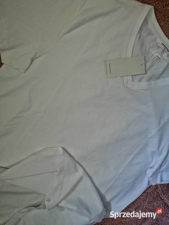 RESERVED Biała bawełniana Koszulka Bluzka Tshirt Leszno