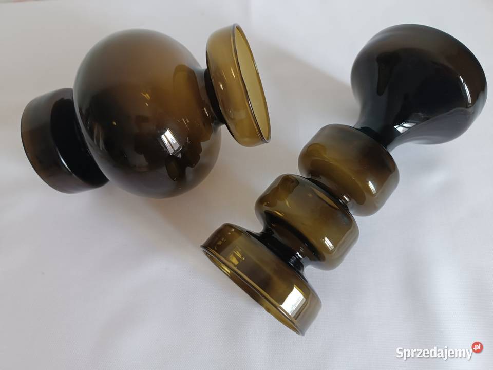 Szklane świeczniki w kolorze oliwkowym Gorlice sprzedam