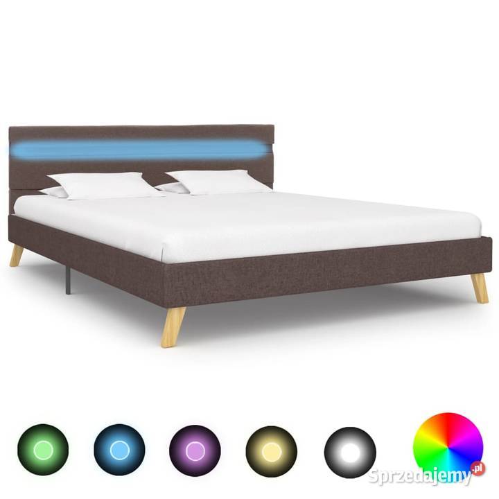 vidaXL Rama łóżka z LED, taupe, tkanina, 284866