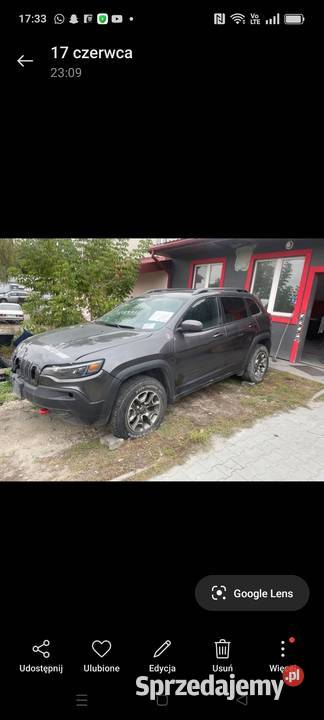 Osprzęt Jeep Cherokee Trailhawk 20 turbo 2019 r Rok produkcji 2019 Lublin
