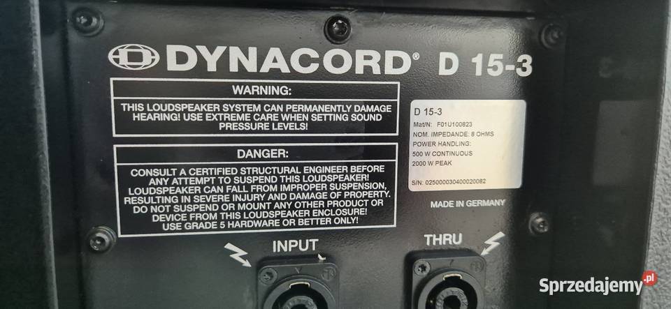 Dynacord D153 kolumny pasywne Konin